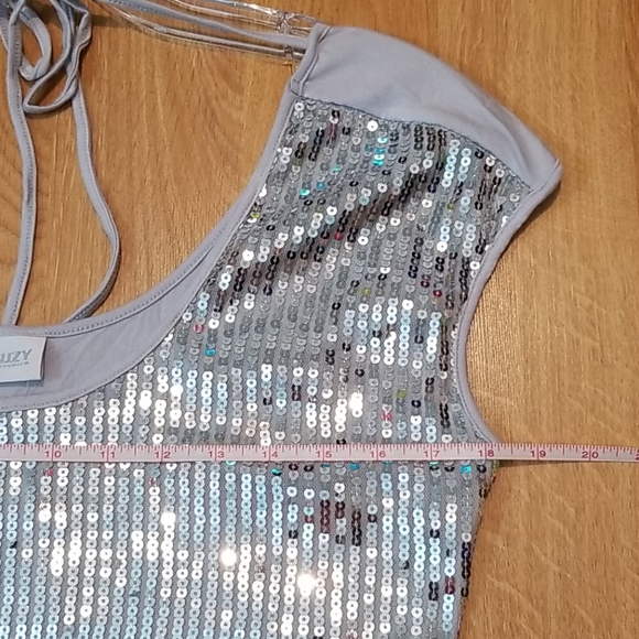 Suzy Shier gray sequin top large NWT - Picture 7 of 8